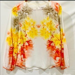 Women Calvin Klein XS White Floral Blouse